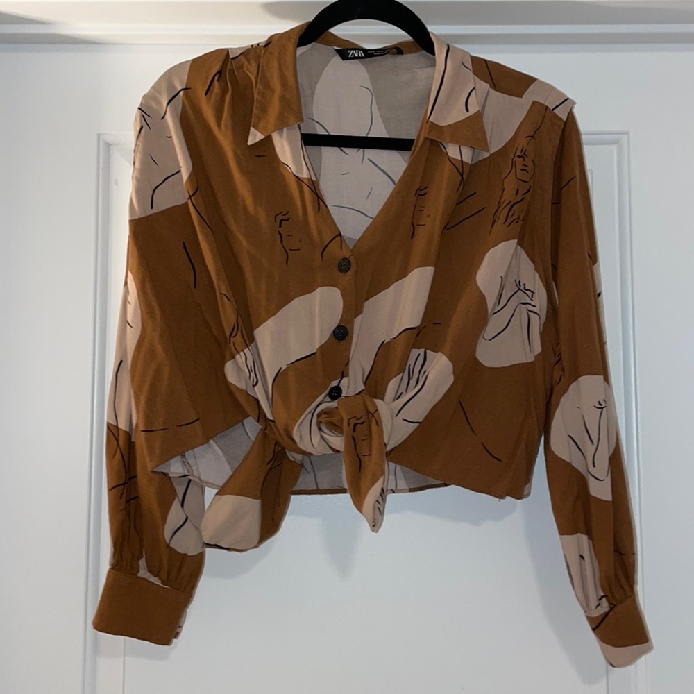 Zara printed cropped shirt